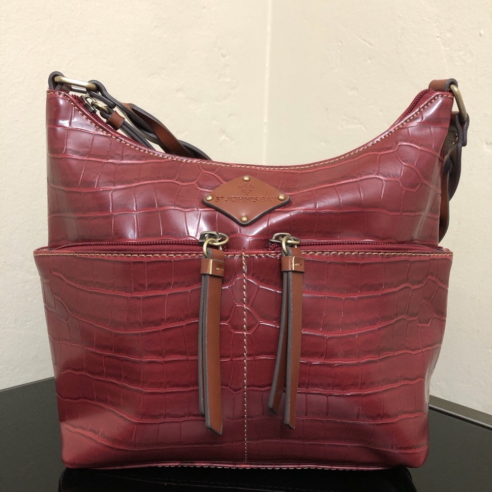 St. John’s Bay Croc-Embossed Red Shoulder Bag